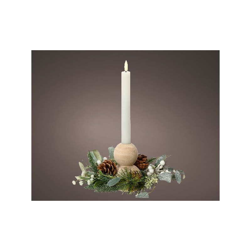 Bougeoir avec pomme de pin et eucalyptus 12cm de Déco de Noël - Jardinerie Bordeaux et Libourne dans 🍽️Décoration de table de...