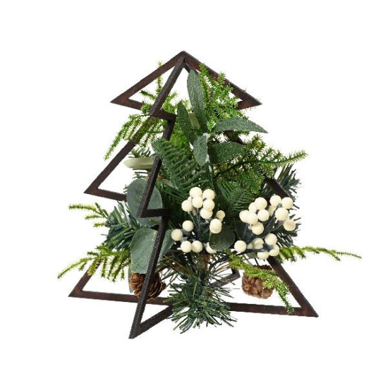 Composition de table en bois intérieur vert de Déco de Noël - Jardinerie Bordeaux et Libourne dans 🍽️Décoration de table de Noël