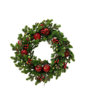 Coronne décorative noël pomme fruits baies d40 de Déco de Noël - Jardinerie Bordeaux et Libourne dans ❄️Couronne de Noël