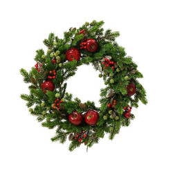 Coronne décorative noël pomme fruits baies d40 de Déco de Noël - Jardinerie Bordeaux et Libourne dans ❄️Couronne de Noël