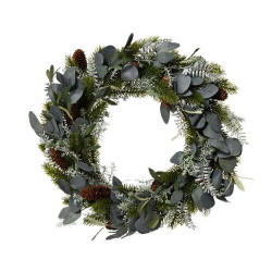Couronne de feuilles d'argent et pomme de pin de Déco de Noël - Jardinerie Bordeaux et Libourne dans ❄️Couronne de Noël