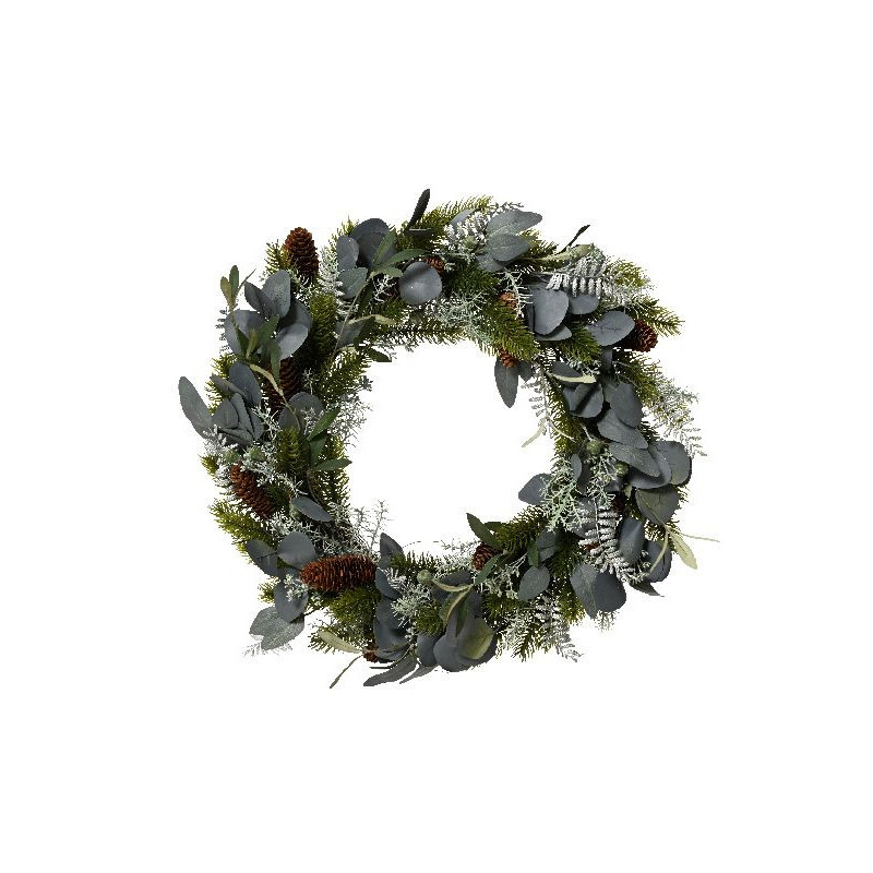 Couronne de feuilles d'argent et pomme de pin de Déco de Noël - Jardinerie Bordeaux et Libourne dans ❄️Couronne de Noël