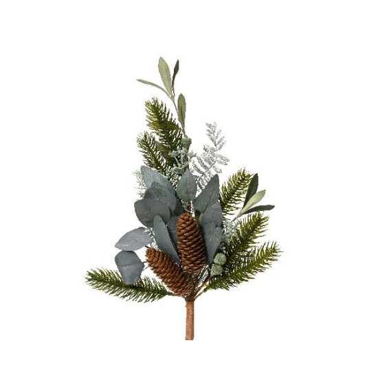 Spray feuille argent et pomme pin vert/argent de Déco de Noël - Jardinerie Bordeaux et Libourne dans Déco de Noël Divers