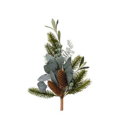 Spray feuille argent et pomme pin vert/argent de Déco de Noël - Jardinerie Bordeaux et Libourne dans Déco de Noël Divers