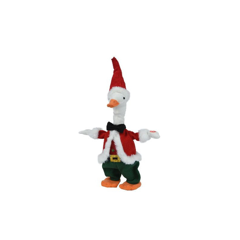 Canard en polyester avec nœud et bonnet rouge de Déco de Noël - Jardinerie Bordeaux et Libourne dans 🎅Figurine de Noël