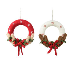 Couronne en laine noeud. pomme pin 2col de Déco de Noël - Jardinerie Bordeaux et Libourne dans ❄️Couronne de Noël