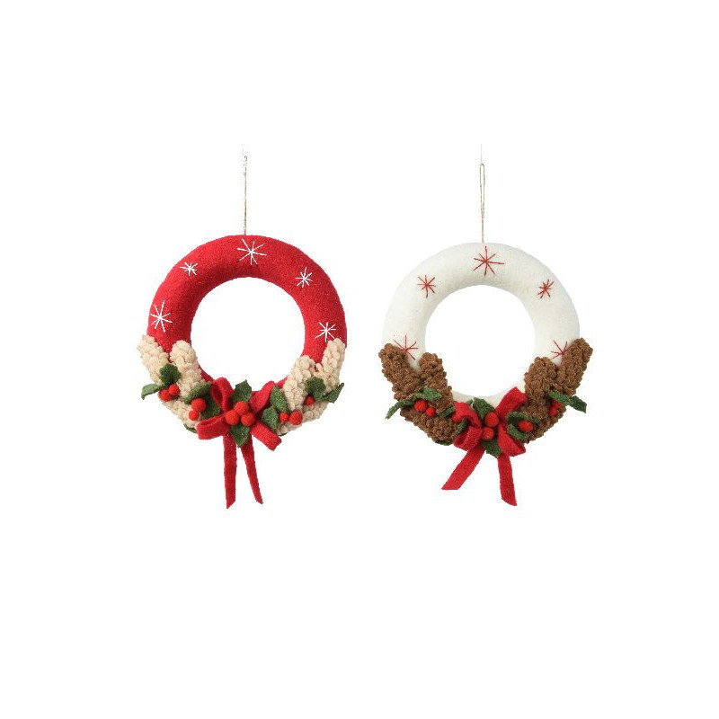 Couronne en laine noeud. pomme pin 2col de Déco de Noël - Jardinerie Bordeaux et Libourne dans ❄️Couronne de Noël