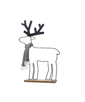 Cerf en fer avec echarpe polyester noir 40cm de Déco de Noël - Jardinerie Bordeaux et Libourne dans 🎅Figurine de Noël