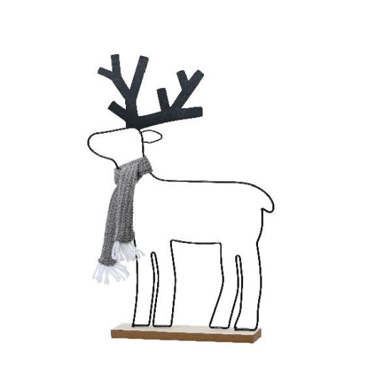 Cerf en fer avec echarpe polyester noir 40cm de Déco de Noël - Jardinerie Bordeaux et Libourne dans 🎅Figurine de Noël