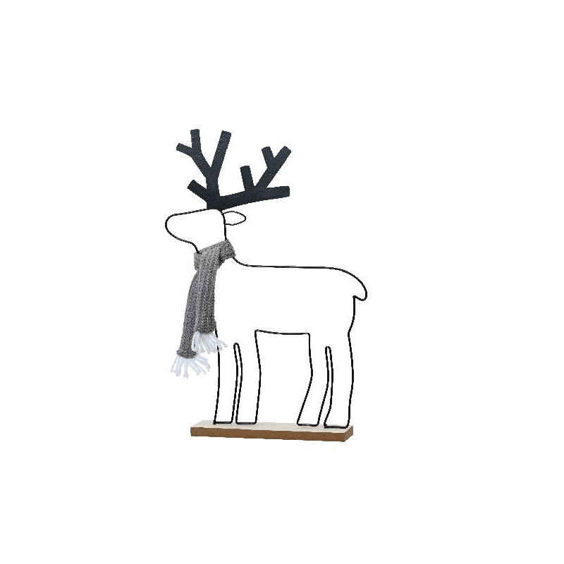Cerf en fer avec echarpe polyester noir 40cm de Déco de Noël - Jardinerie Bordeaux et Libourne dans 🎅Figurine de Noël