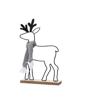 Cerf en fer avec echarpe polyester noir 29cm de Déco de Noël - Jardinerie Bordeaux et Libourne dans 🎅Figurine de Noël
