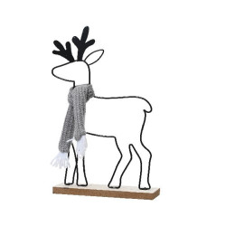 Cerf en fer avec echarpe polyester noir 29cm de Déco de Noël - Jardinerie Bordeaux et Libourne dans 🎅Figurine de Noël