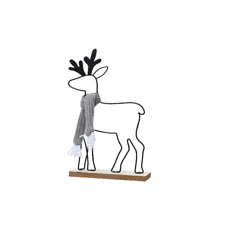 Cerf en fer avec echarpe polyester noir 29cm de Déco de Noël - Jardinerie Bordeaux et Libourne dans 🎅Figurine de Noël