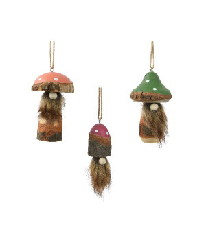 Gnome bois paulownia suspension pomme pin 3col de Déco de Noël - Jardinerie Bordeaux et Libourne dans 🎅Figurine de Noël