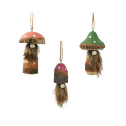 Gnome bois paulownia suspension pomme pin 3col de Déco de Noël - Jardinerie Bordeaux et Libourne dans 🎅Figurine de Noël