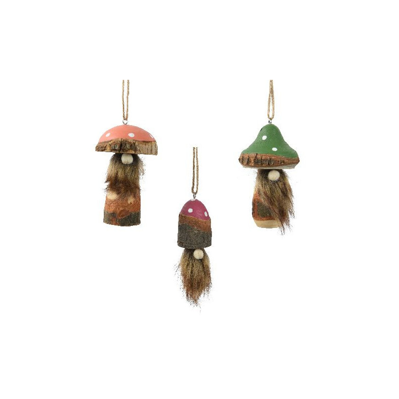Gnome bois paulownia suspension pomme pin 3col de Déco de Noël - Jardinerie Bordeaux et Libourne dans 🎅Figurine de Noël