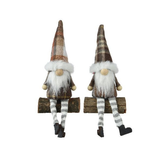 Gnome polyester tissu a carreaux brun/brun de Déco de Noël - Jardinerie Bordeaux et Libourne dans 🎅Figurine de Noël