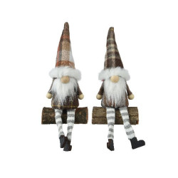 Gnome polyester tissu a carreaux brun/brun de Déco de Noël - Jardinerie Bordeaux et Libourne dans 🎅Figurine de Noël