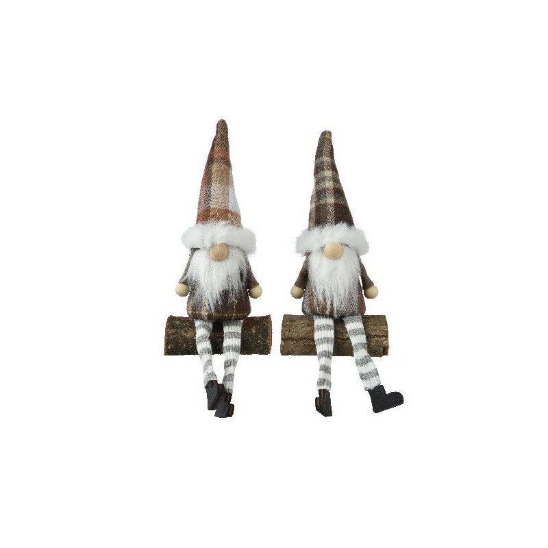 Gnome polyester tissu a carreaux brun/brun de Déco de Noël - Jardinerie Bordeaux et Libourne dans 🎅Figurine de Noël