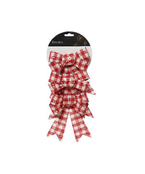 Nœud a carreaux rouge avec neuge x3 de Déco de Noël - Jardinerie Bordeaux et Libourne dans 🎄Déco de sapin