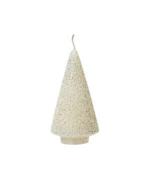 Bougie sapin blanc avec paillettes h17 de Déco de Noël - Jardinerie Bordeaux et Libourne dans 🍽️Décoration de table de Noël