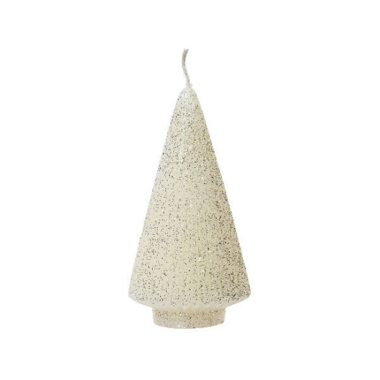 Bougie sapin blanc avec paillettes h17 de Déco de Noël - Jardinerie Bordeaux et Libourne dans 🍽️Décoration de table de Noël