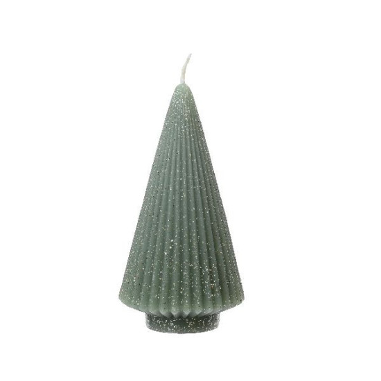 Bougie sapin vert avec paillettes h17 de Déco de Noël - Jardinerie Bordeaux et Libourne dans 🍽️Décoration de table de Noël