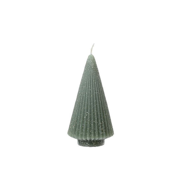 Bougie sapin vert avec paillettes h17 de Déco de Noël - Jardinerie Bordeaux et Libourne dans 🍽️Décoration de table de Noël