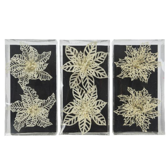 Fleur sur clip plastique blanc hiver h13cm x2 de Déco de Noël - Jardinerie Bordeaux et Libourne dans 🎄Déco de sapin