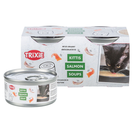 Soupe au poulet & saumon 4x80 g de Trixie - Produit pour animaux dans Patees pour chats