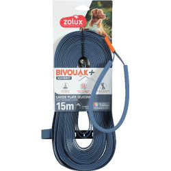 Longe plate silicone bleu 15m bivouak de Zolux - Produit pour animaux dans Laisses pour chien