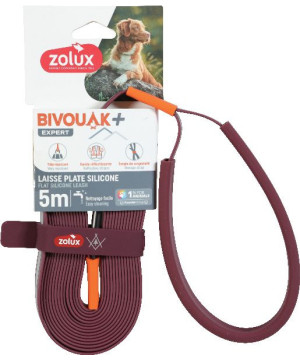 Longe plate silicone rouge 5m bivouak de Zolux - Produit pour animaux dans Laisses pour chien