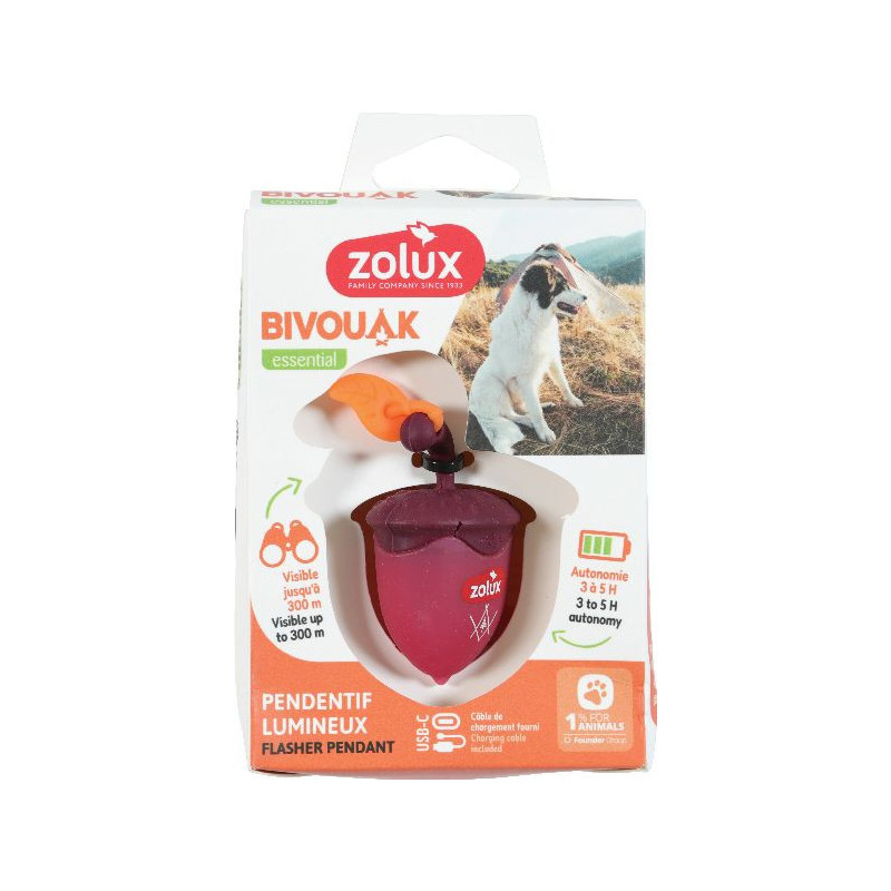 Flasher noisette usb rouge bivouak de Zolux - Produit pour animaux dans Accessoires pour chiens