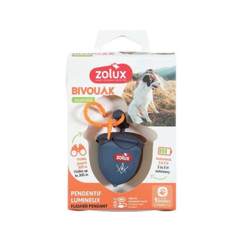 Flasher noisette usb bleu bivouak de Zolux - Produit pour animaux dans Accessoires pour chiens