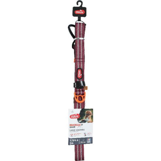 Laisse reglable 1.15-2m rouge bivouak de Zolux - Produit pour animaux dans Laisses pour chien