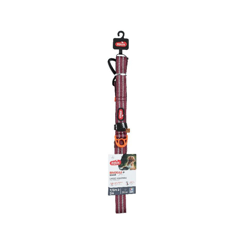 Laisse reglable 1.15-2m rouge bivouak de Zolux - Produit pour animaux dans Laisses pour chien
