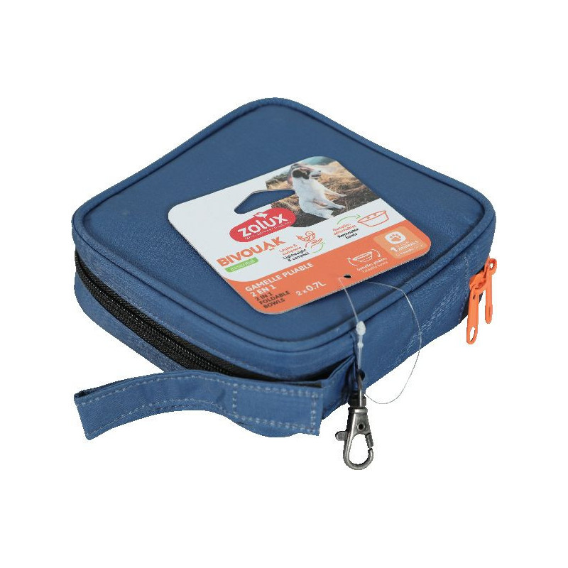Gamelle pliable 2en1 bivouak bleu de Zolux - Produit pour animaux dans Gamelles et distributeurs pour chiens