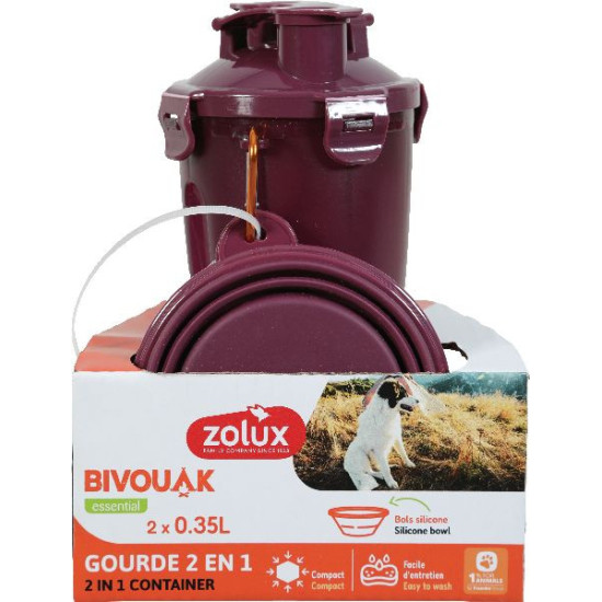 Gourde 2en1 bivouak rouge de Zolux - Produit pour animaux dans Accessoires pour chiens