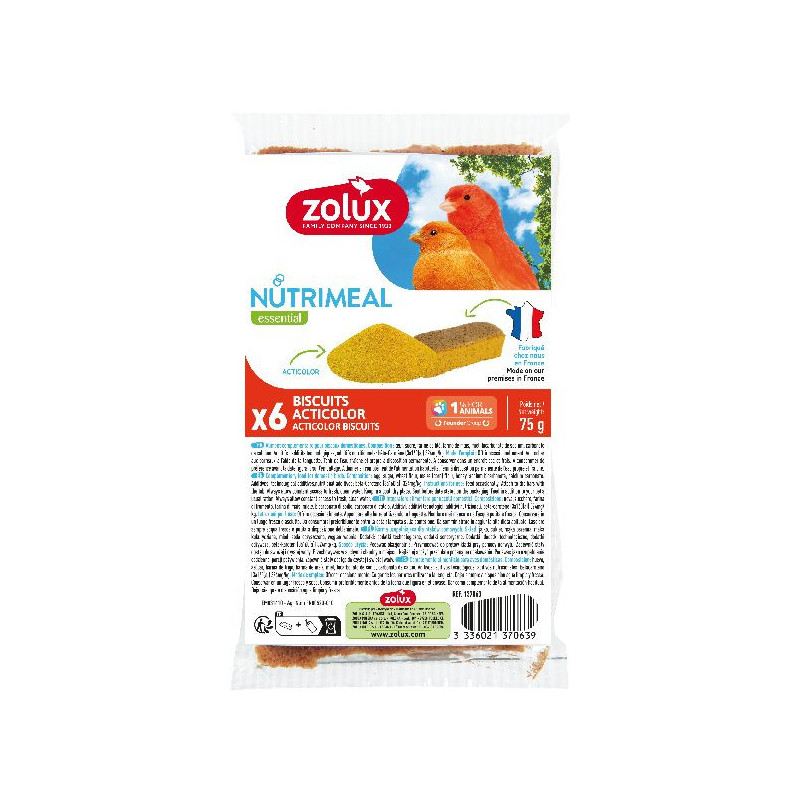 Biscuit nutrimeal oiseaux acti color x6 de Zolux - Produit pour animaux dans Friandises pour oiseaux