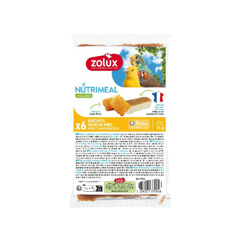 Biscuit nutrimeal oiseaux miel x6 de Zolux - Produit pour animaux dans Friandises pour oiseaux