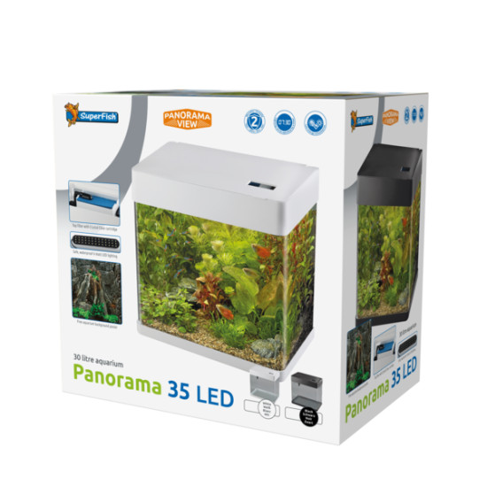 AQUARIUM PANORAMA 35 BLANC de Superfish - Aquadistri - accessoires pour aquarium et bassin dans Aquariums - de 60 Litres