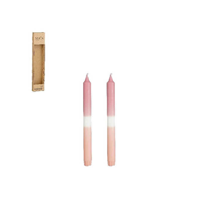 Bougie diner stearine rose x2 h25 d2.2cm de Edelman - deco maison et noël dans 🕯️ Bougies et encens