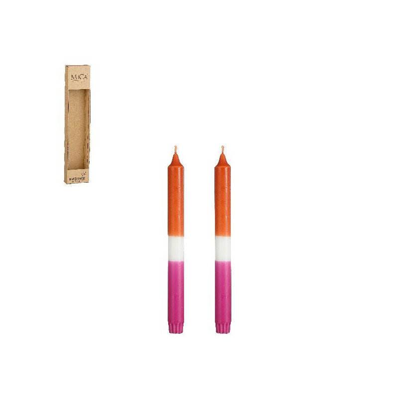 Bougie diner stearine orange x2 h25 d2.2cm de Edelman - deco maison et noël dans 🕯️ Bougies et encens