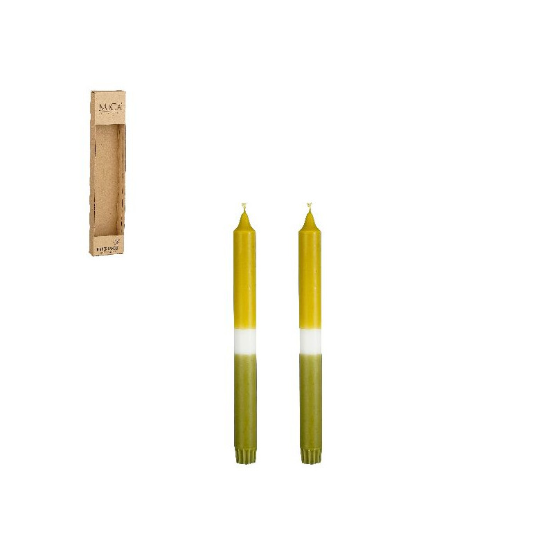 Bougie diner stearine vert cl. x2 h25 d2.2cm de Edelman - deco maison et noël dans 🕯️ Bougies et encens
