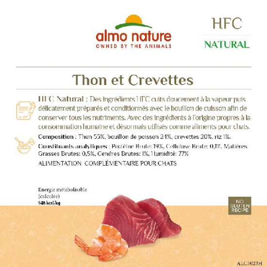 Patée almo nature naturel thon et crevettes de Almo Nature, les patées pour chats et chiens dans Patees pour chats