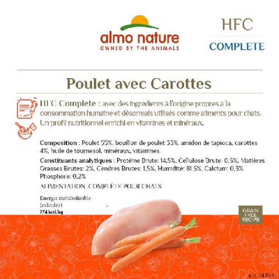 Patée almo nature sans céréales poulet carotte de Almo Nature, les patées pour chats et chiens dans Patees pour chats