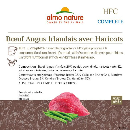 Patée almo nature chien angus haricots verts x1 de Almo Nature, les patées pour chats et chiens dans Pâtée pour chien