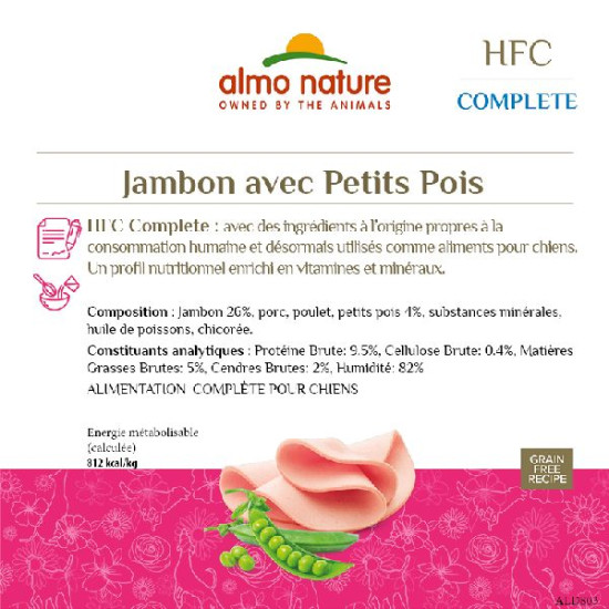 Patée almo nature chien jambon petits pois x1 de Almo Nature, les patées pour chats et chiens dans Pâtée pour chien