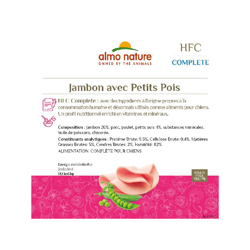 Patée almo nature chien jambon petits pois x1 de Almo Nature, les patées pour chats et chiens dans Pâtée pour chien