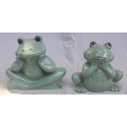 GRENOUILLE 26.5X12X21/24X13.5X21.5CM EMAIL VERT de Pot et Deco - poterie céramique de qualité dans Statue pour le jardin